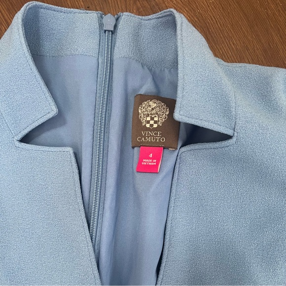 Vince Camuto Size 4 Women's Notch Collar Crepe A-Line Dress Blue - Picture 3 of 8